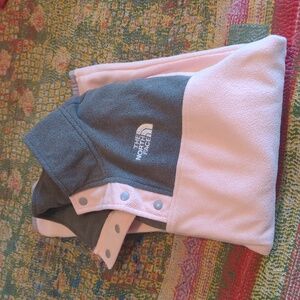 North Face button collared pink fleece